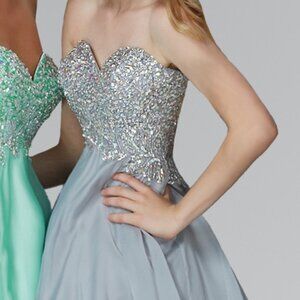 NEW SHORT SLEEVELESS BABY DOLL TULLE DRESS EMBROIDERED WITH RHINESTONES GS2088